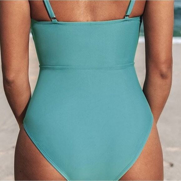 Cupshe runched cut- out one piece swimsuit size large - Picture 2 of 3